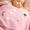 Personalized Embroidered Baby Blanket, Floral Baby Blanket, Newborn Name Blanket, Baby Shower Gift, First Birthday Gift, Nursery Keepsake