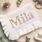 Personalized Embroidered Baby Blanket, Floral Baby Blanket, Newborn Name Blanket, Baby Shower Gift, First Birthday Gift, Nursery Keepsake