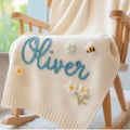 Personalized Hand-Embroidered Baby Name Blanket, Custom Cotton Baby Blanket, Newborn Name Blanket, Nursery Keepsake, Baby Shower Gift