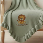 Custom Lion Baby Blanket, Personalized Embroidered Baby Name Blanket, Safari Nursery Decor,Newborn Gift,Baby Shower Gift,Cotton Baby Blanket