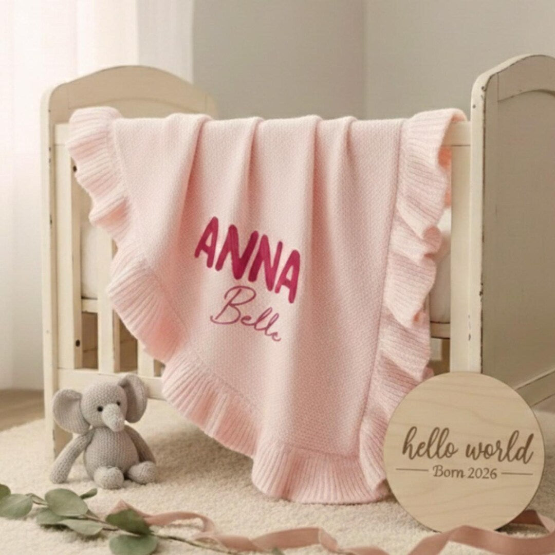Personalized Baby Blanket with Name, Embroidered Newborn Blanket, Cotton Baby Blanket, Nursery Keepsake,Baby Shower Gift,First Birthday Gift