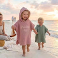 Customized Monogram Beach Hooded Towel, Personalized Hooded Towel for Kids, First Birthday Present, Summer Vacation Gift for Toddler & Baby