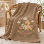 Cartoon Duck Personalized Embroidered Baby Blanket, Custom Name Soft Knit Blanket, Minimal Nursery Newborn Blanket, Baby Gift