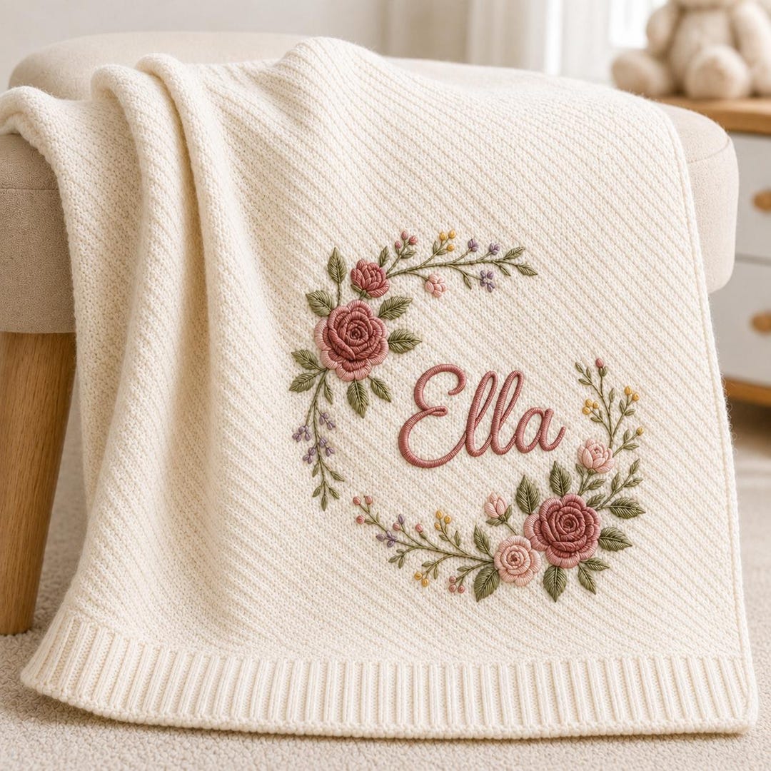 Blumen-Babydecke mit Wunschnamen