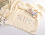 Embroidered Baby Blanket, Soft Cotton Knit Baby Blanket, Custom Baby Name Blanket, Baby Shower Gift, Newborn Blanket, Keepsake Gift for Baby