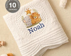 Personalized Baby Blanket, Embroidered Lion Baby Blanket, Cotton Safari Baby Blanket, Baby Shower Gift, Keepsake Heirloom Quilt,Newborn Gift