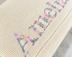 Embroidered Name Baby Blanket: Soft Cotton Knit, Floral Design,Personalized Christmas Baby Gift