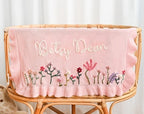 Personalized Handmade Floral Ruffle Blanket| Pregnancy Announcement| Gift for Baby Shower|Embroidered Kid's Blanket | Unique Newborn Blanket