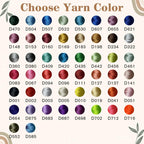 May include: A color chart with the text "Choose Yarn Color" above a grid of 48 yarn color samples. Each color is represented by a small circle with a unique code. Colors range from dark green to orange and purple.