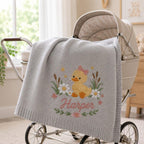 Personalized Duck Embroidered Baby Blanket, Custom Name Soft Knit Blanket, Soft Floral Newborn Blanket, Nursery Gift, Baby, Cute Style image 7