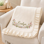 Personalized Wreath Baby Blanket, Custom Name Soft Knit Blanket, Wildflower Newborn Blanket, Nursery Gift image 9