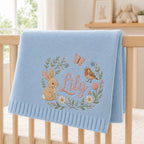 Personalized Baby Blanket with Name, Embroidered Floral Bunny Design, Soft Knit Custom Baby Girl Gift, Newborn Keepsake, Baby Shower Gift image 9